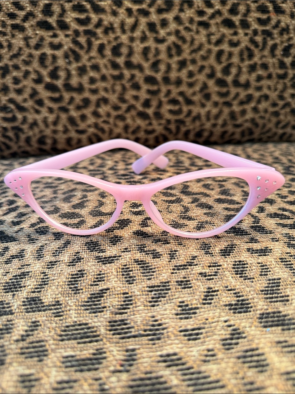 Pink Cat Eye Glasses with Rhinestones
